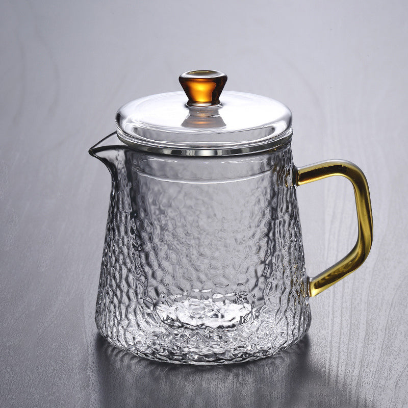 Elegant Varmebestandig Glas Teapot med Gyldent Håndtag og Si