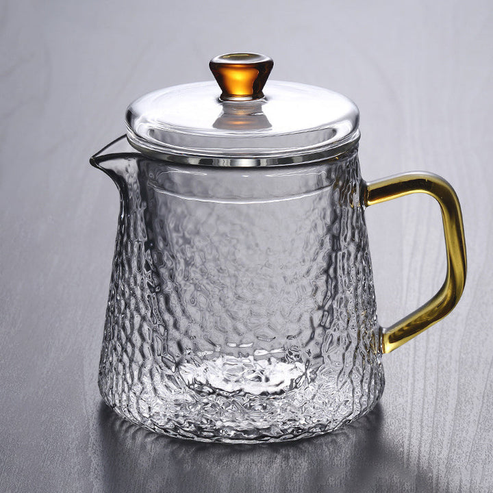 Elegant Varmebestandig Glas Teapot med Gyldent Håndtag og Si