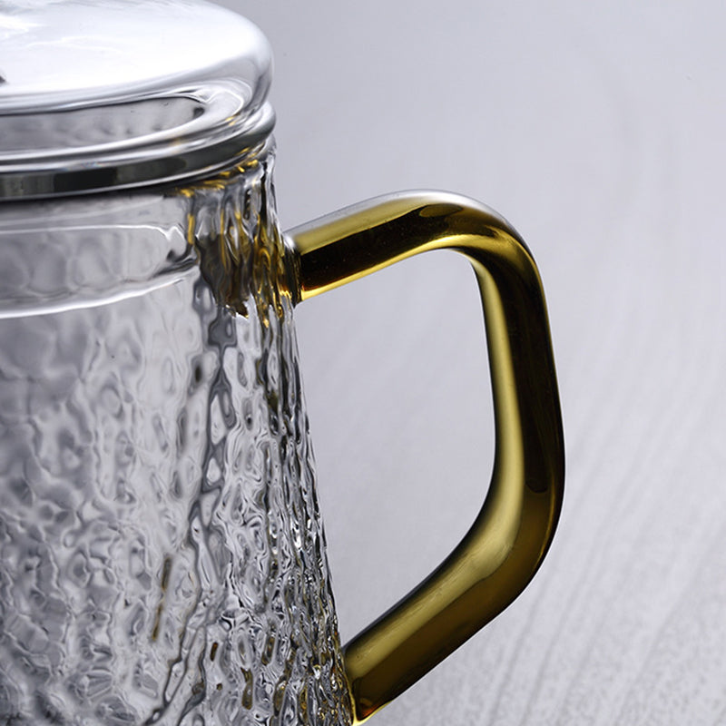 Elegant Varmebestandig Glas Teapot med Gyldent Håndtag og Si