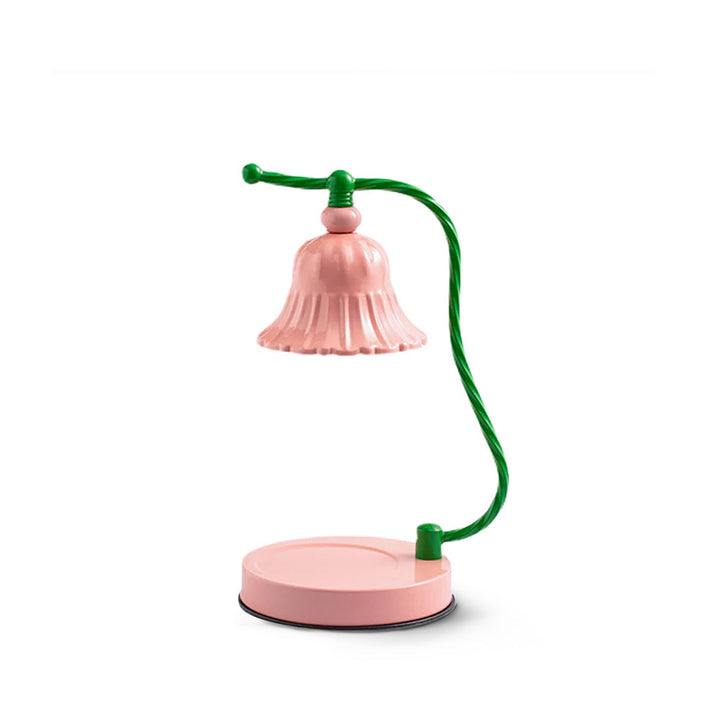 Pink Glas Blomst Bordlampe med Metalbase