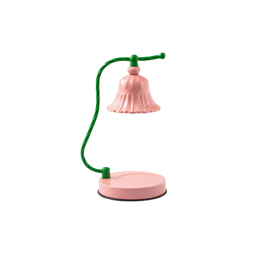 Pink Glas Blomst Bordlampe med Metalbase