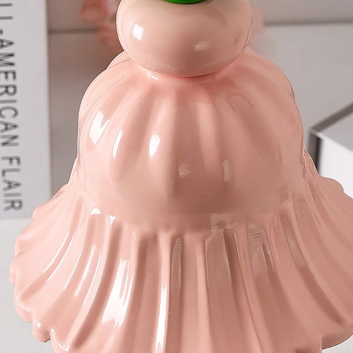 Pink Glas Blomst Bordlampe med Metalbase