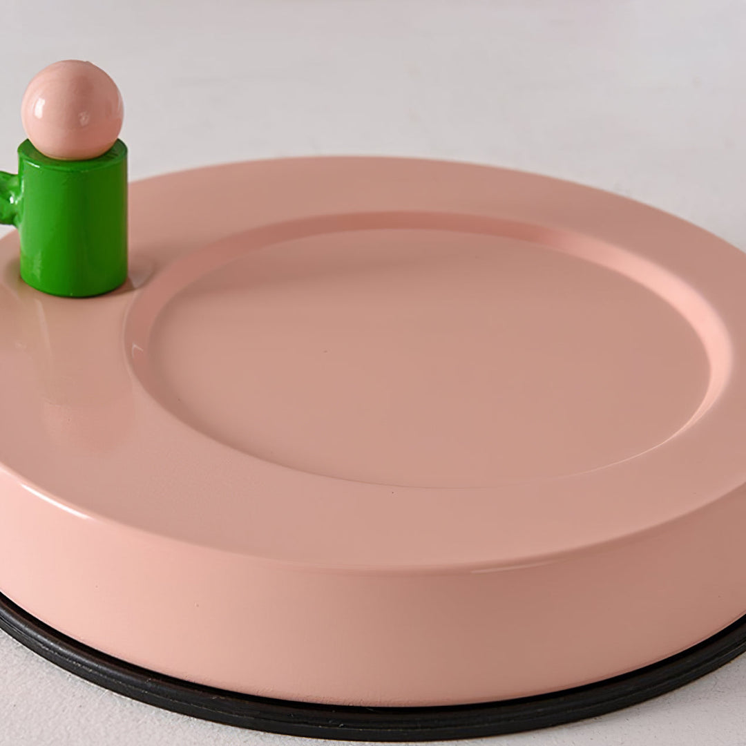 Pink Glas Blomst Bordlampe med Metalbase