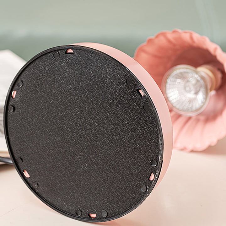Pink Glas Blomst Bordlampe med Metalbase