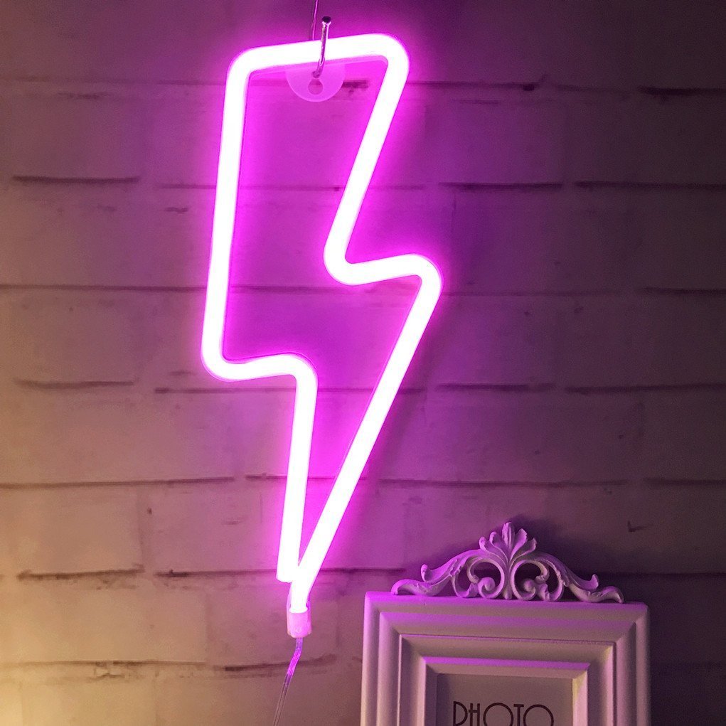 Pink Neon Lynvæg Lampe med LED Belysning