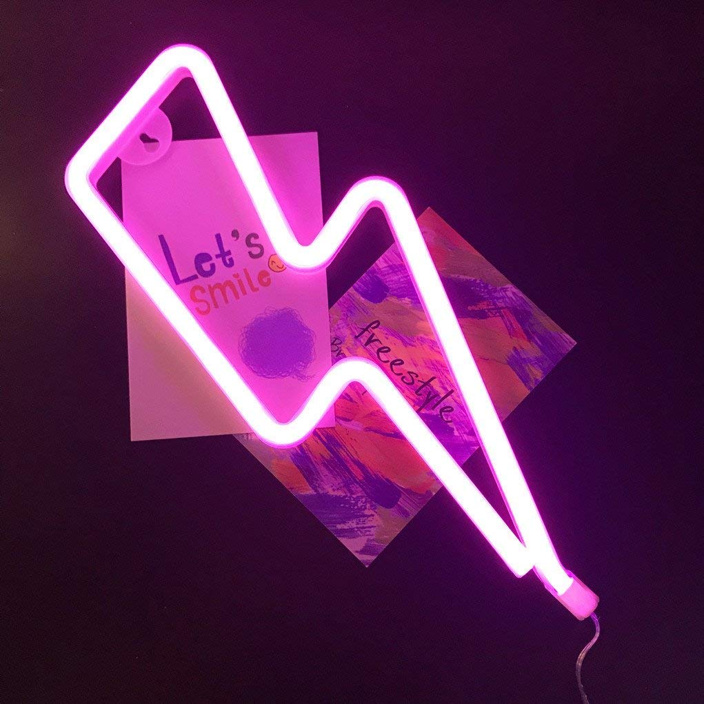 Pink Neon Lynvæg Lampe med LED Belysning