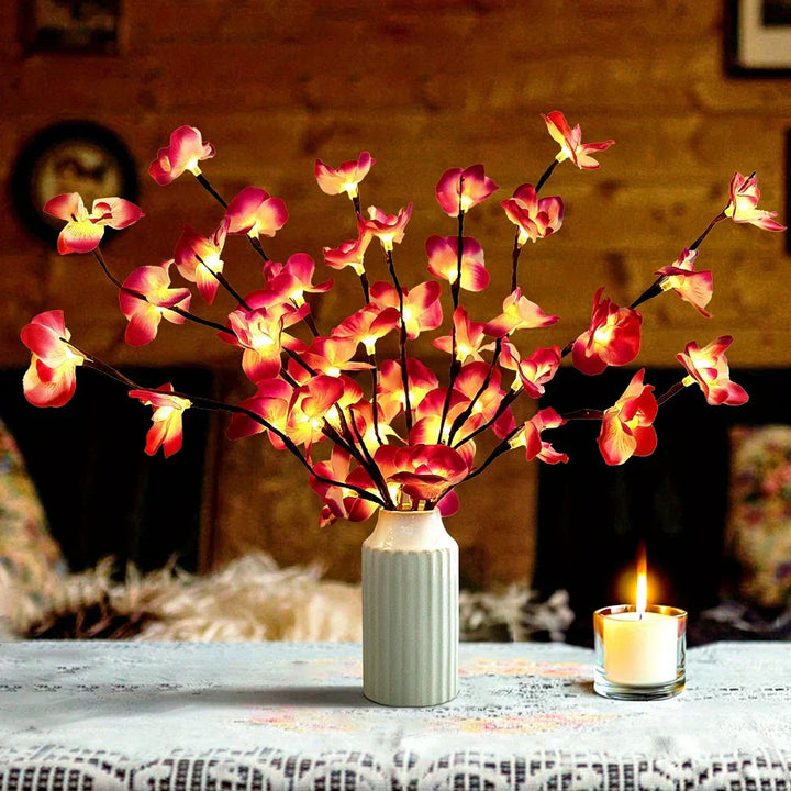 LED Bordlampe med Bøjelige Kviste og Blomster