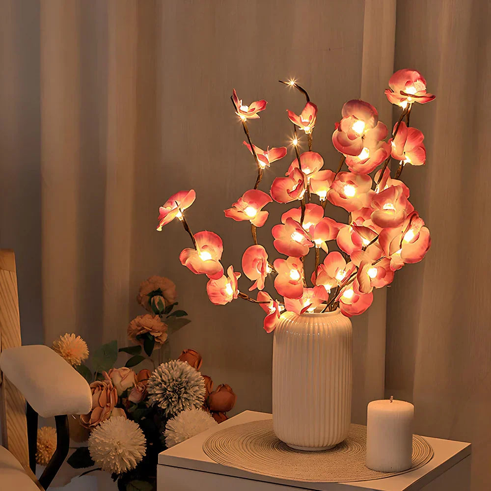 LED Bordlampe med Bøjelige Kviste og Blomster
