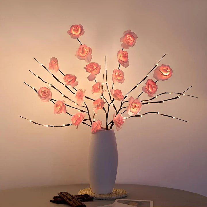 LED Bordlampe med Bøjelige Kviste og Blomster