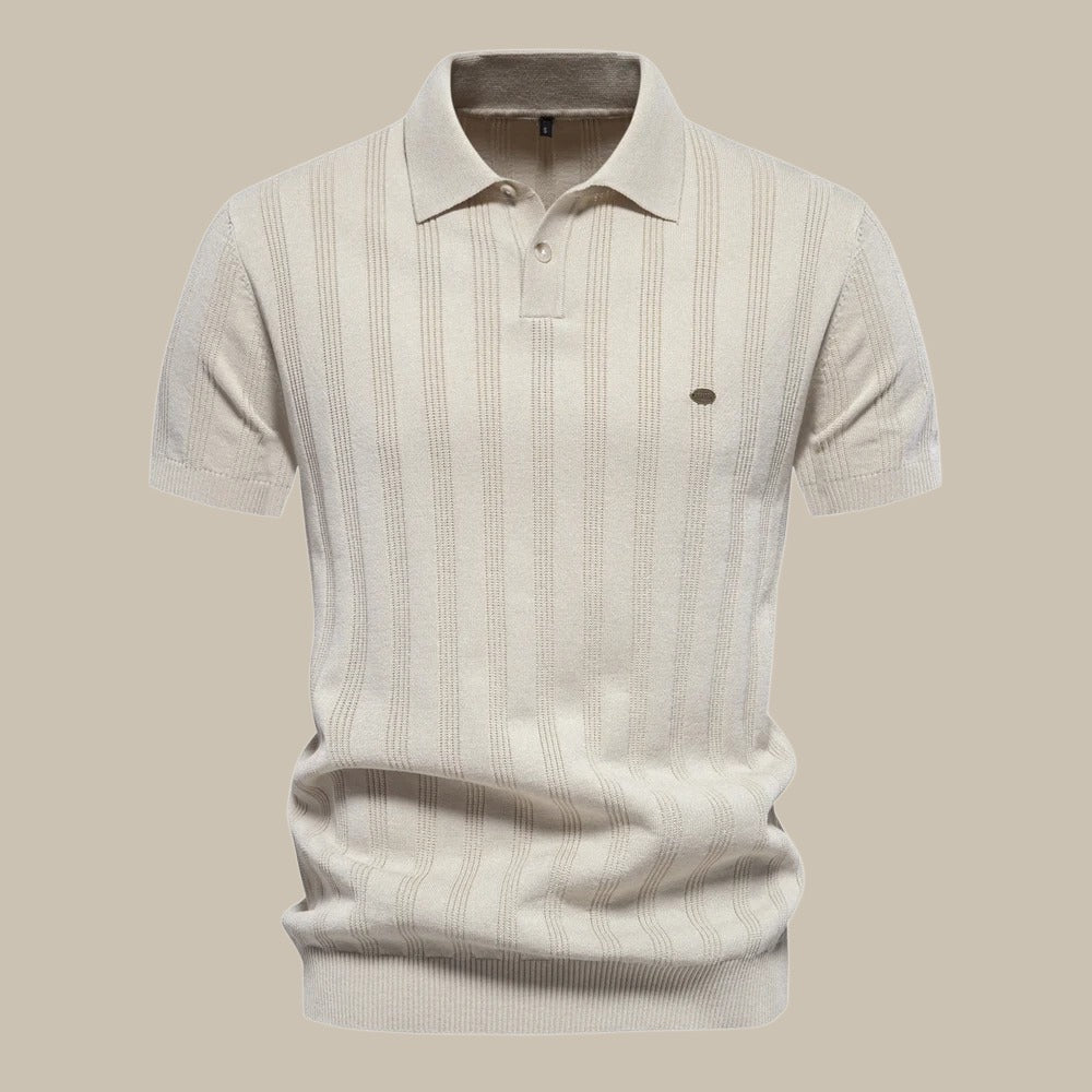 Polo shirt med klassisk krave og fin struktur