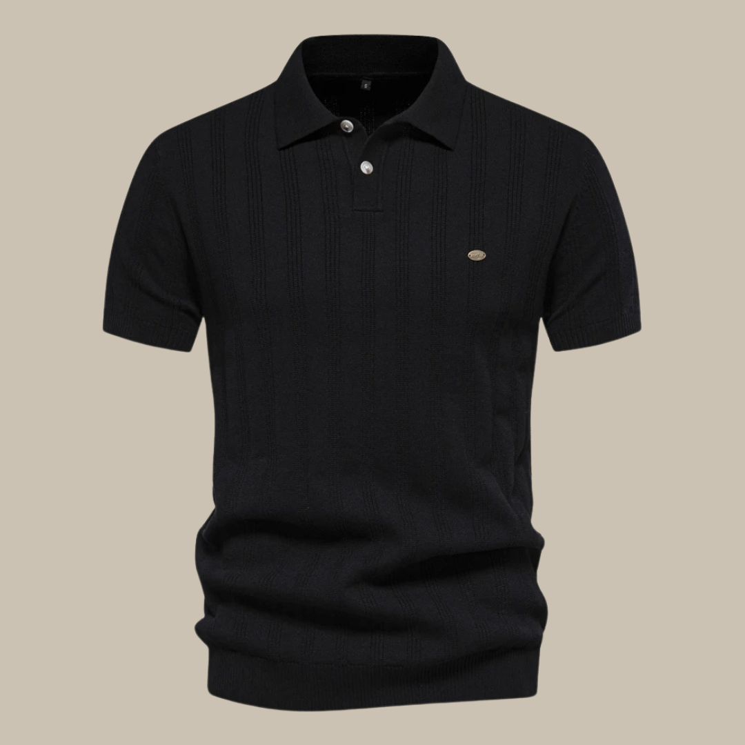Polo shirt med klassisk krave og fin struktur