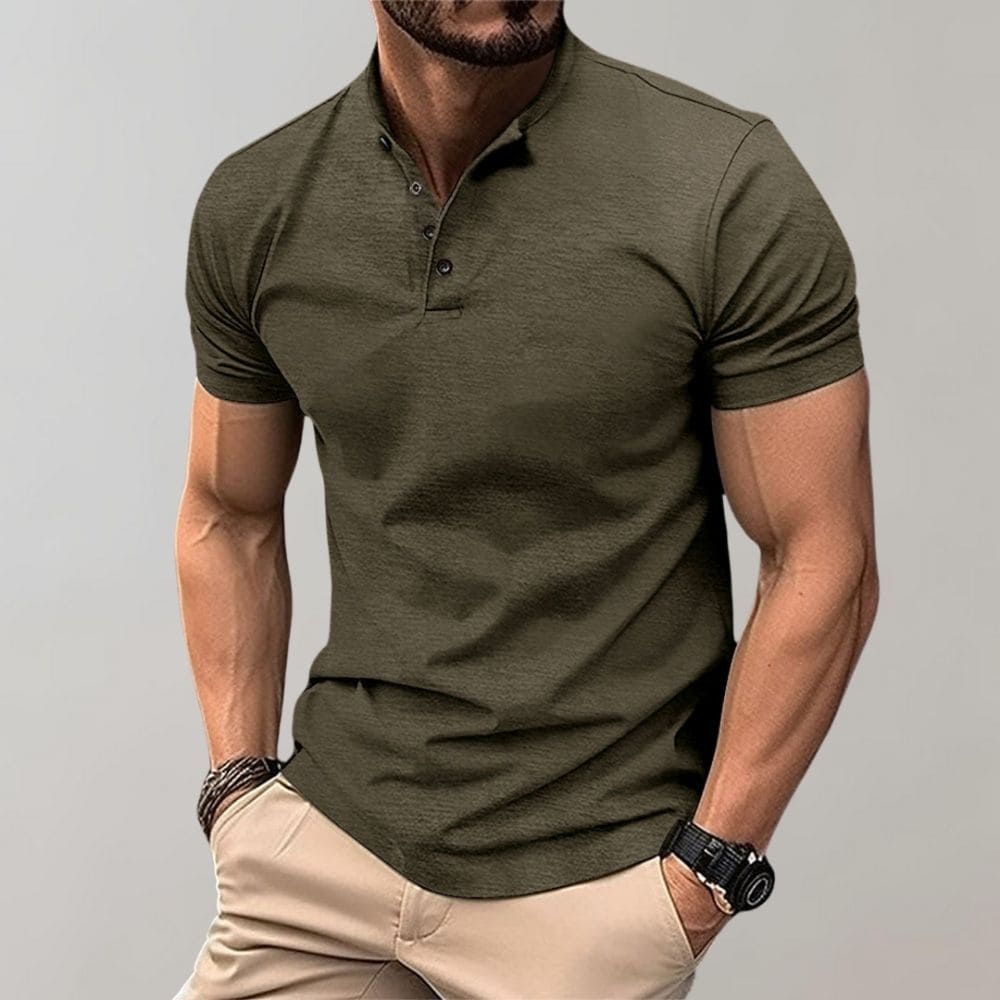 Polo-shirt med ståkrave og figursyet pasform