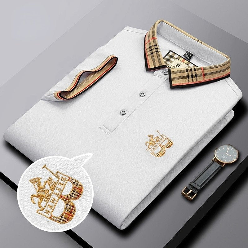 Polo T-shirt med Ternet Krave og Broderi