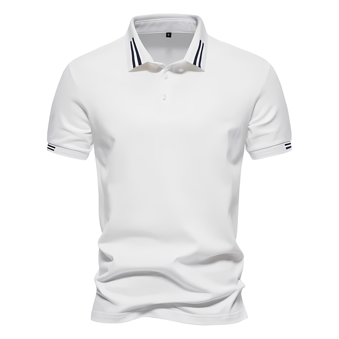 Klassisk herrepolo med sporty stribedetaljer