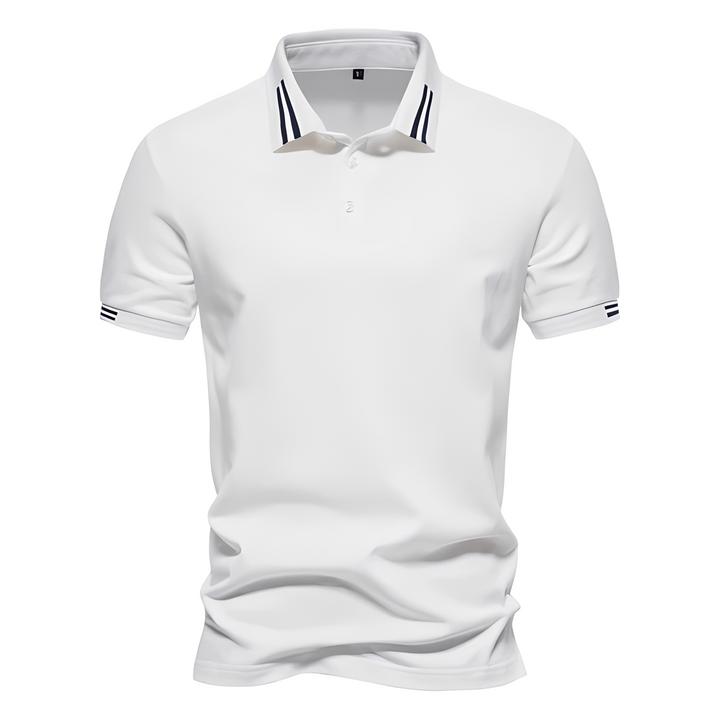 Klassisk herrepolo med sporty stribedetaljer