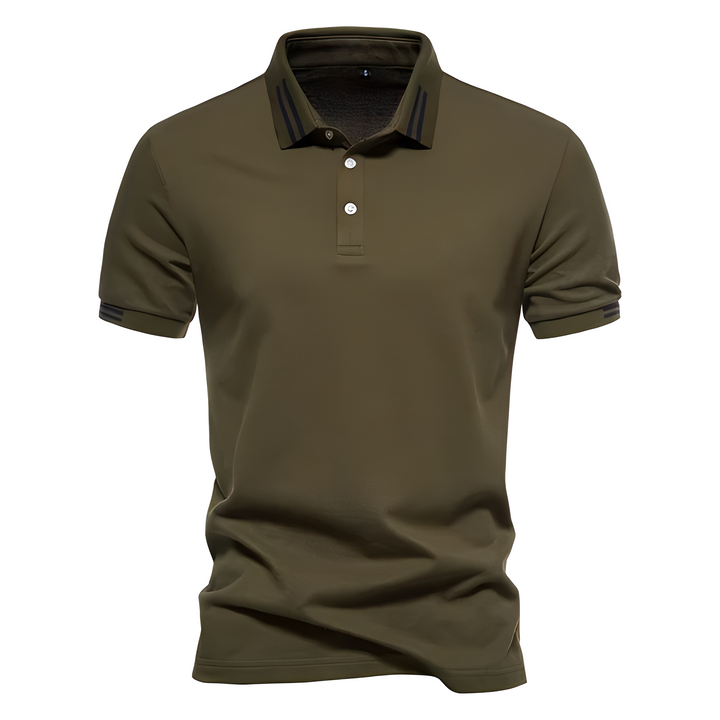 Klassisk herrepolo med sporty stribedetaljer