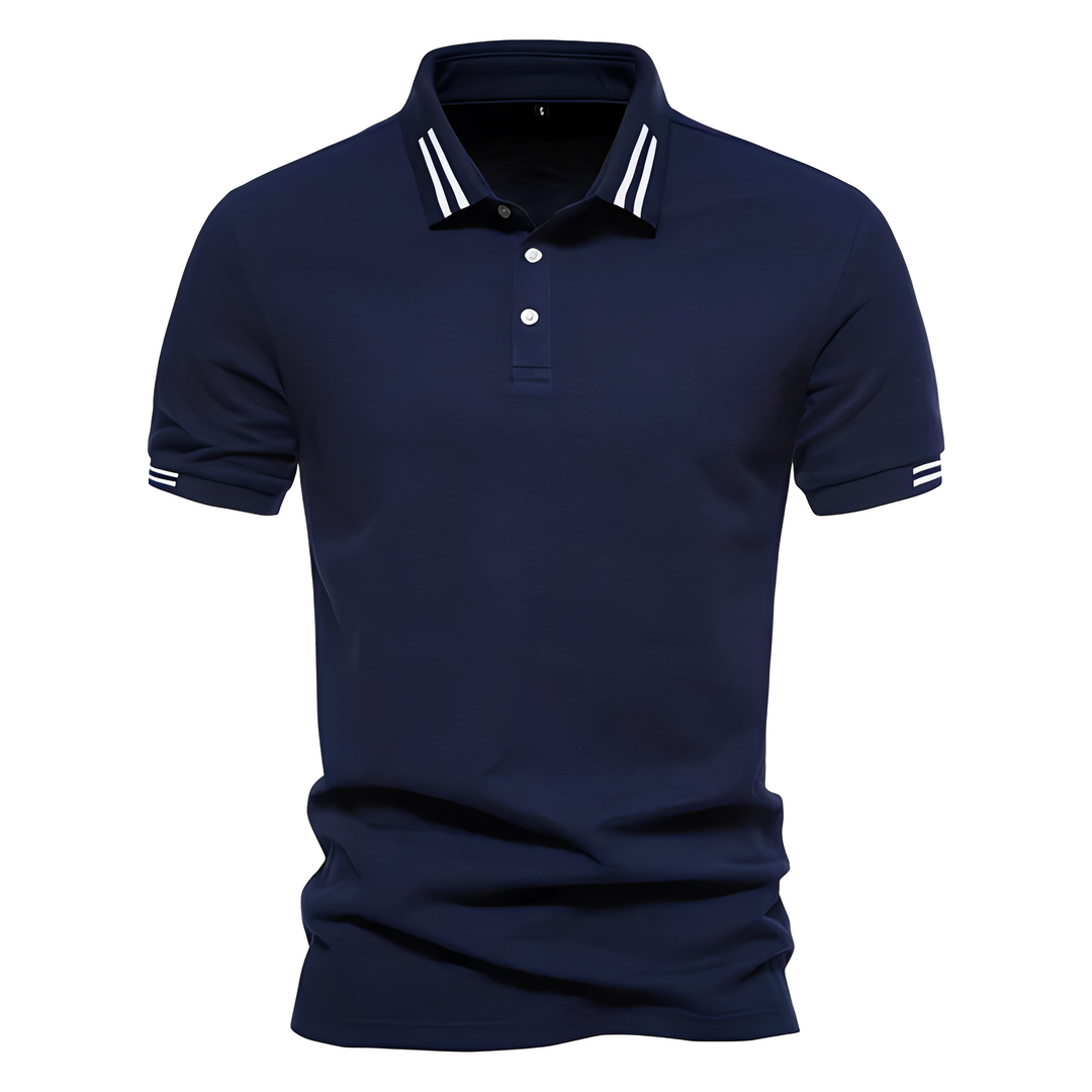 Klassisk herrepolo med sporty stribedetaljer