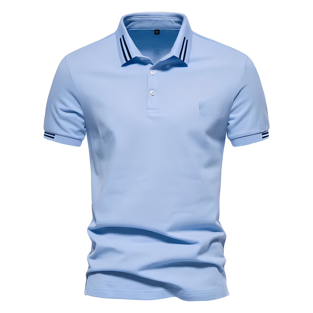 Klassisk herrepolo med sporty stribedetaljer
