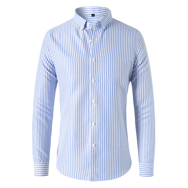 Langærmet poloshirt med stribemønster og button-down-krave