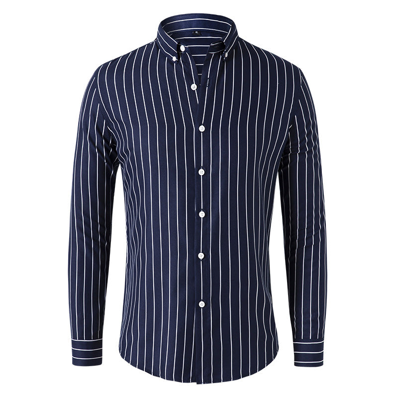Langærmet poloshirt med stribemønster og button-down-krave