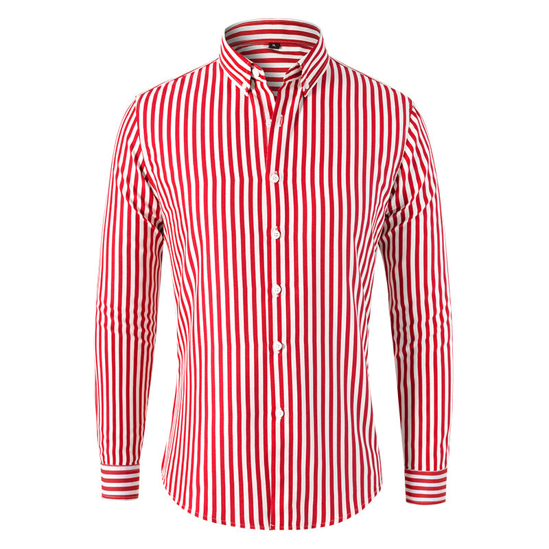 Langærmet poloshirt med stribemønster og button-down-krave
