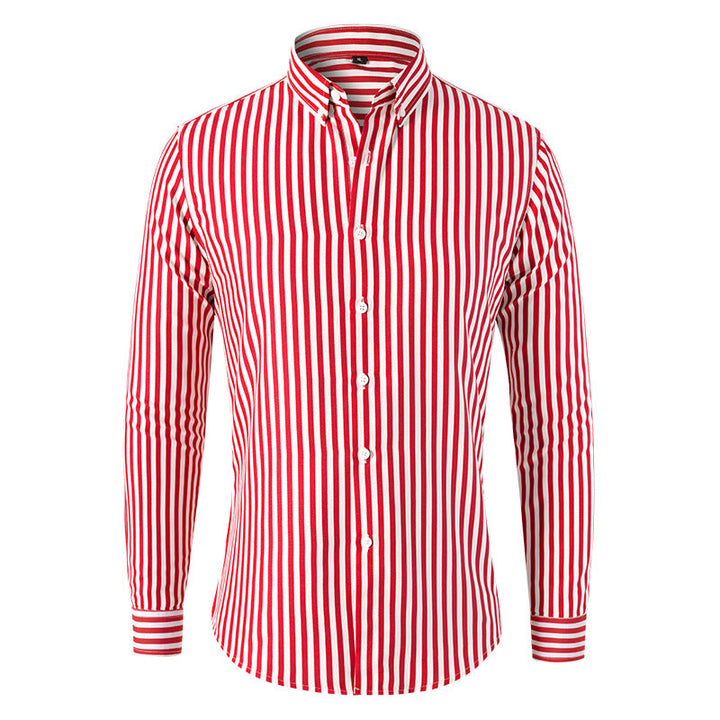 Langærmet poloshirt med stribemønster og button-down-krave