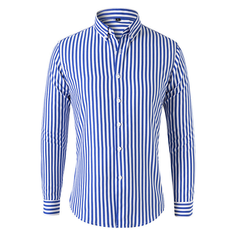Langærmet poloshirt med stribemønster og button-down-krave
