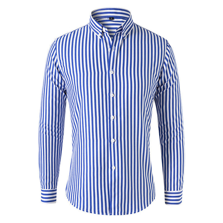 Langærmet poloshirt med stribemønster og button-down-krave