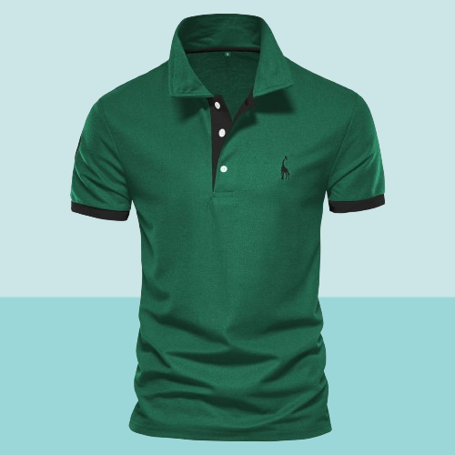 Herrepolo med Kontrastdetaljer og Girafbroderi