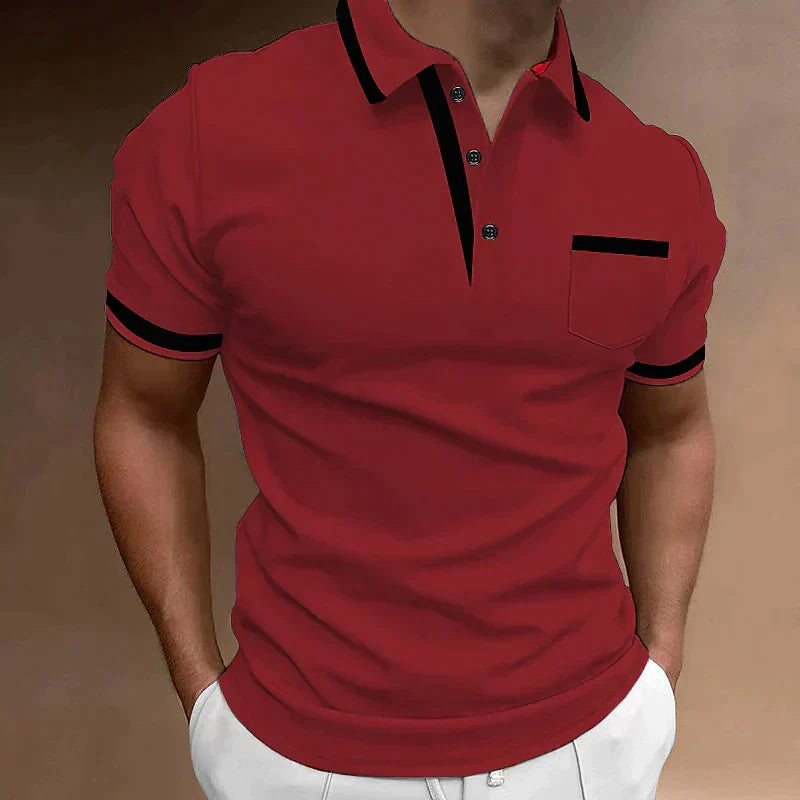 Poloshirt med brystlomme og kontrastkrave