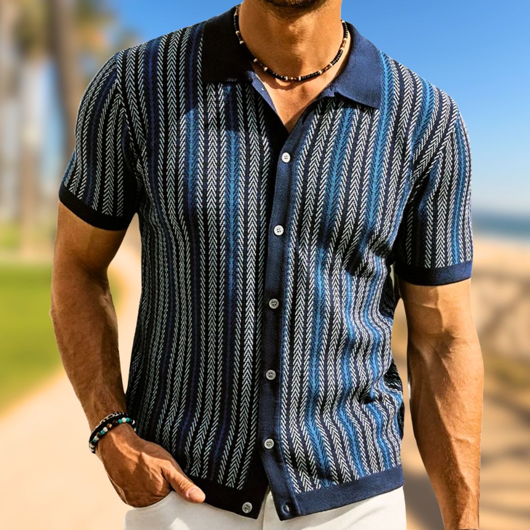 Herre poloshirt med chevron-mønster