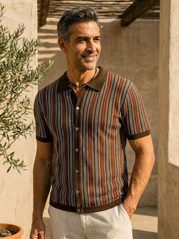 Herre poloshirt med chevron-mønster