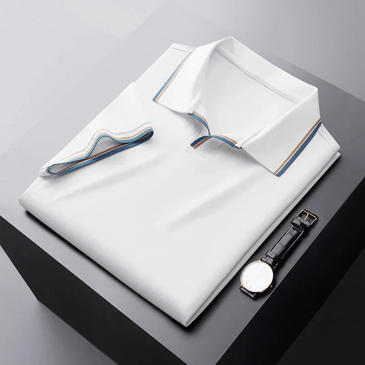 Poloshirt med kontrastkrave og stribedetaljer