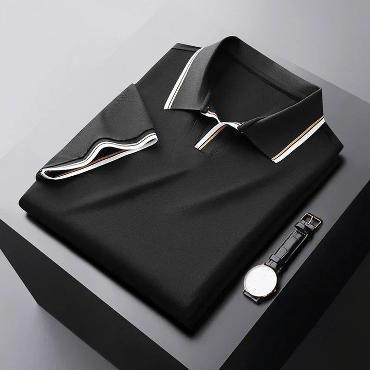 Poloshirt med kontrastkrave og stribedetaljer