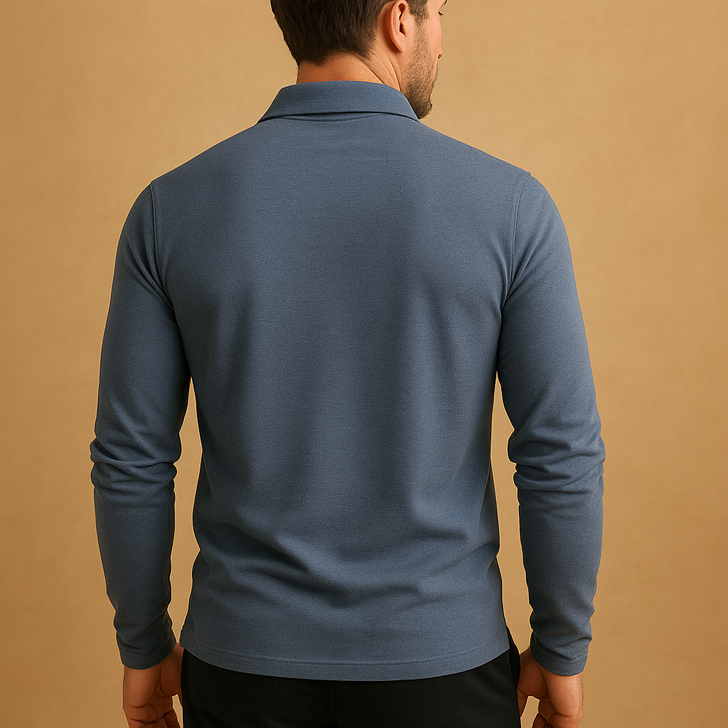 Langærmet poloshirt med struktureret krave