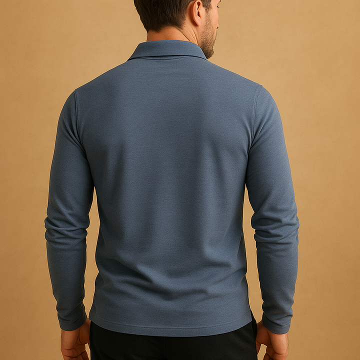 Langærmet poloshirt med struktureret krave