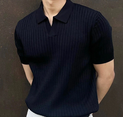 Poloshirt med ribstruktur og smart look