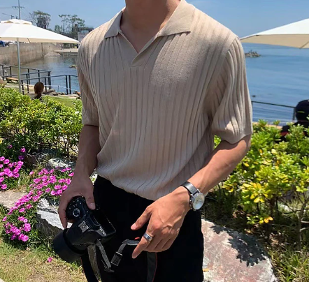 Poloshirt med ribstruktur og smart look