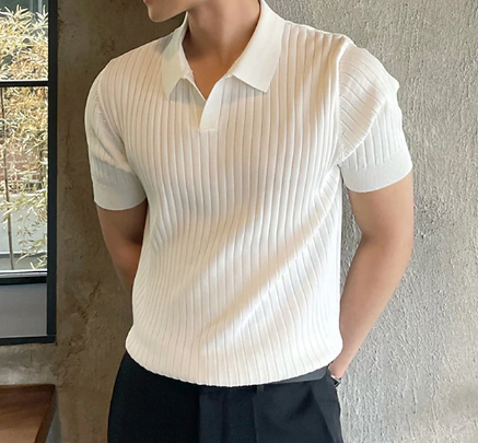 Poloshirt med ribstruktur og smart look