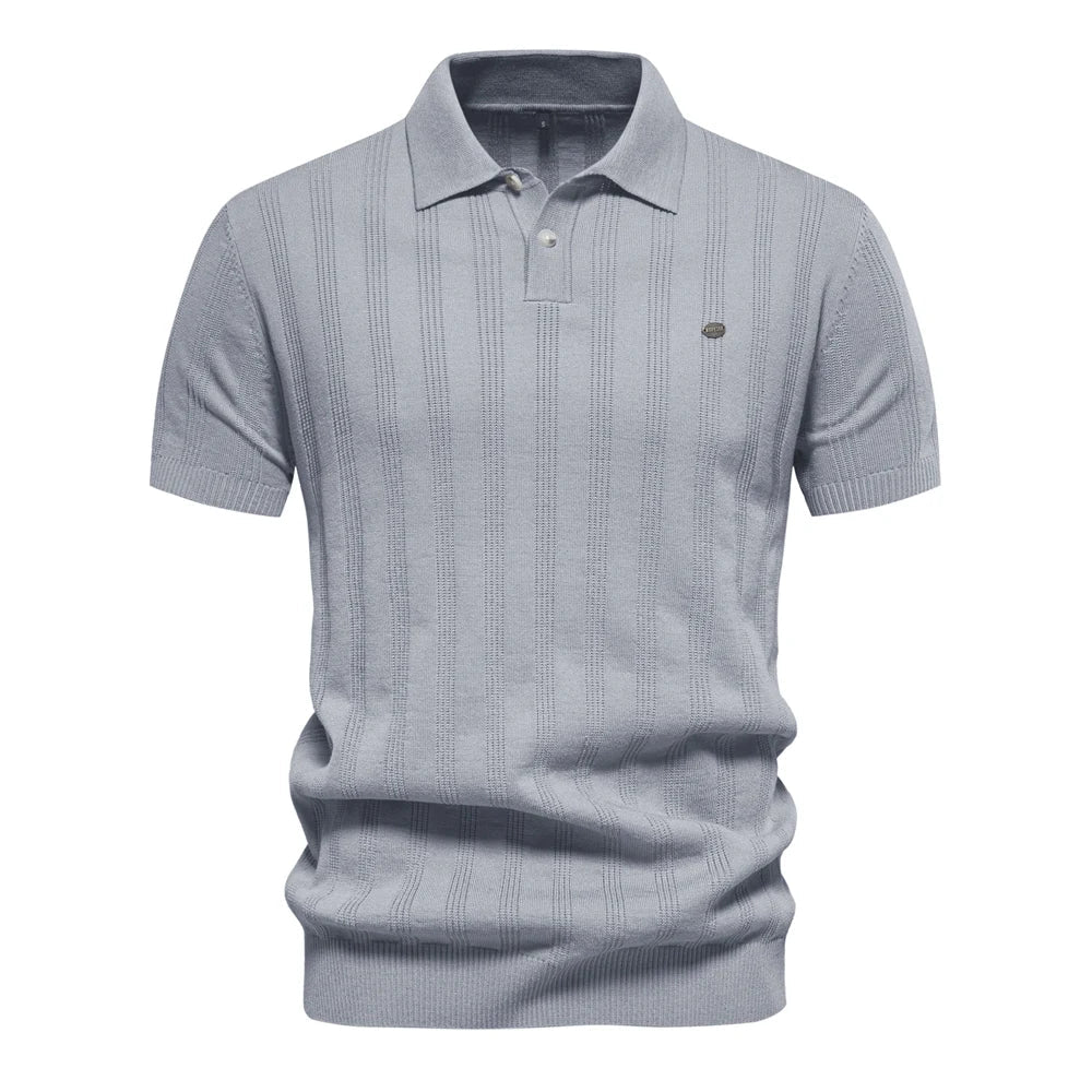 Poloshirt med ribstruktur og klassisk krave