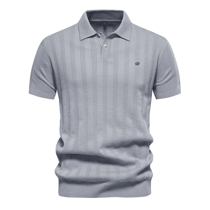 Poloshirt med ribstruktur og klassisk krave