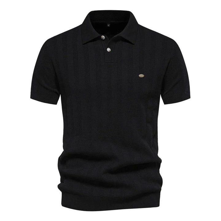 Poloshirt med ribstruktur og klassisk krave