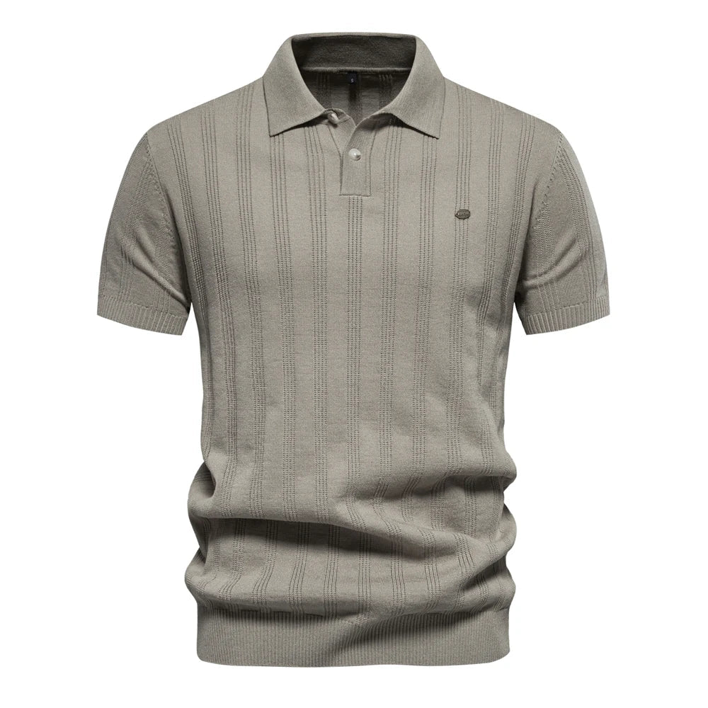 Poloshirt med ribstruktur og klassisk krave