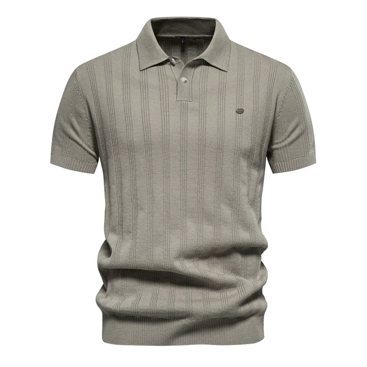 Poloshirt med ribstruktur og klassisk krave
