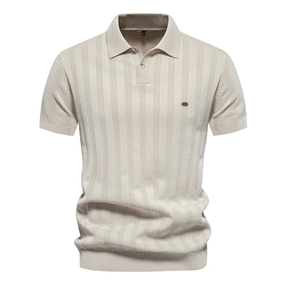 Poloshirt med ribstruktur og klassisk krave