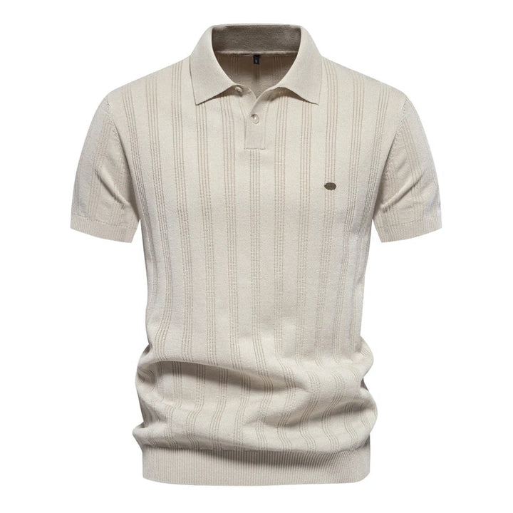 Poloshirt med ribstruktur og klassisk krave
