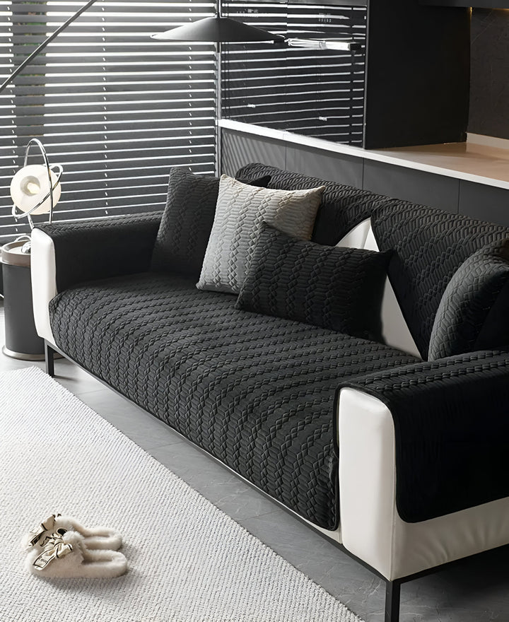 Plush Velvet Non-Slip Sofa Cover med Geometrisk Mønster