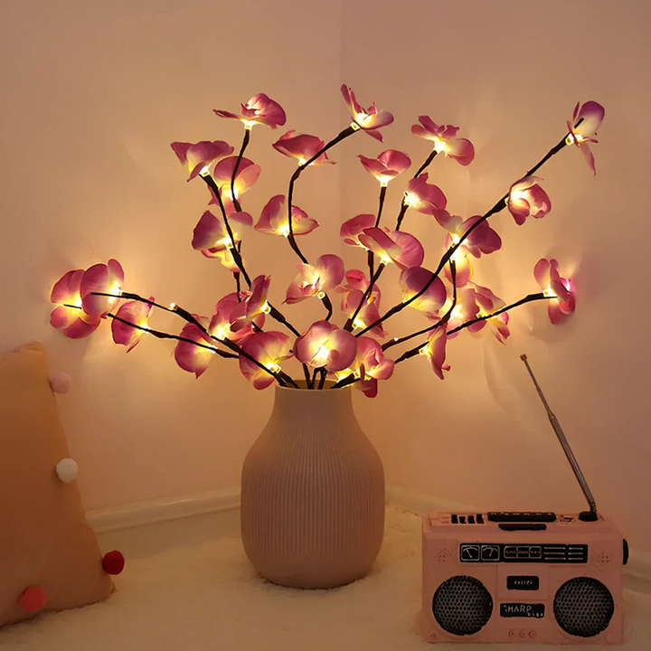 LED Bordlampe med Bøjelige Kviste og Blomster