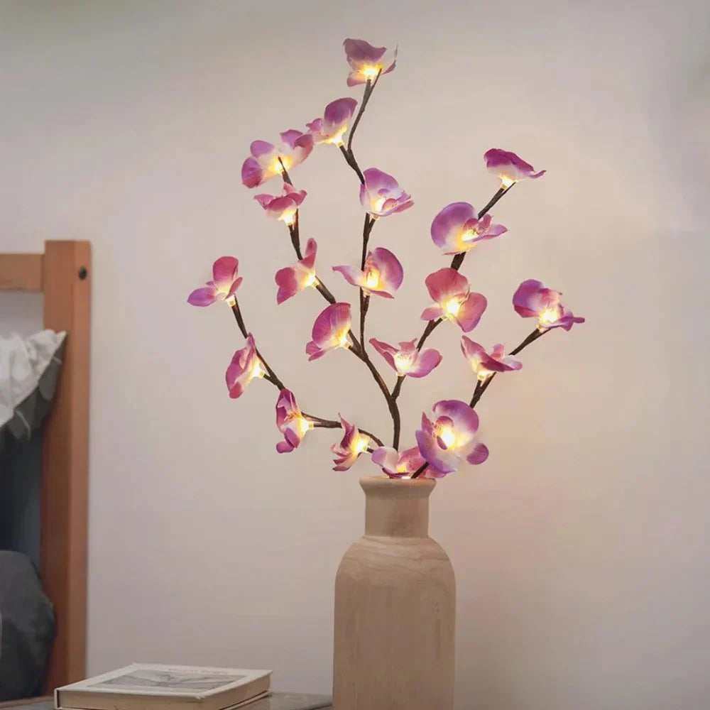 LED Bordlampe med Bøjelige Kviste og Blomster