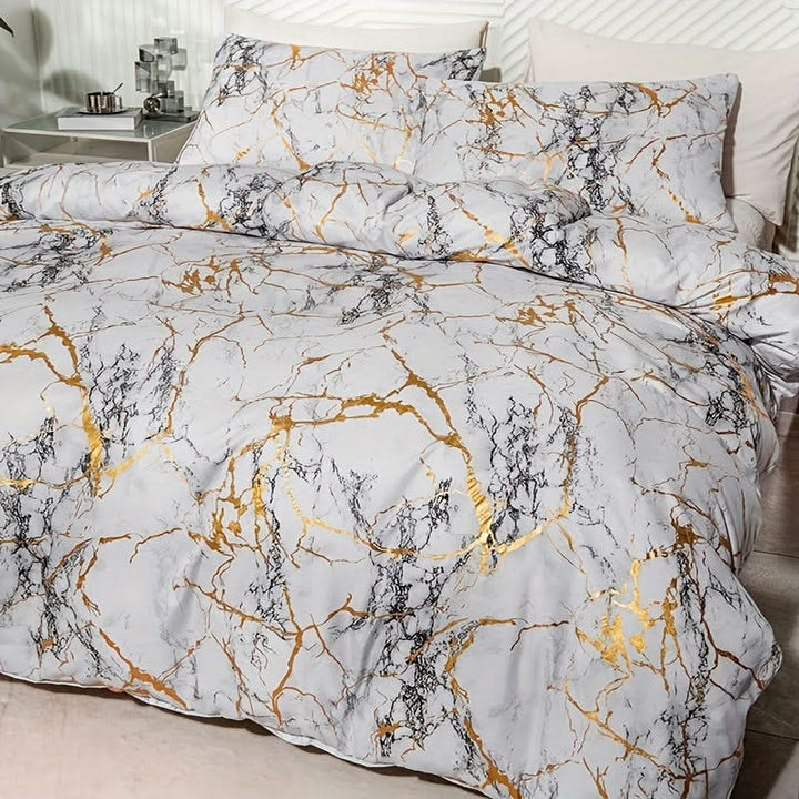 Marmor Duvet Cover Sæt i Blødt Åndbart Stof